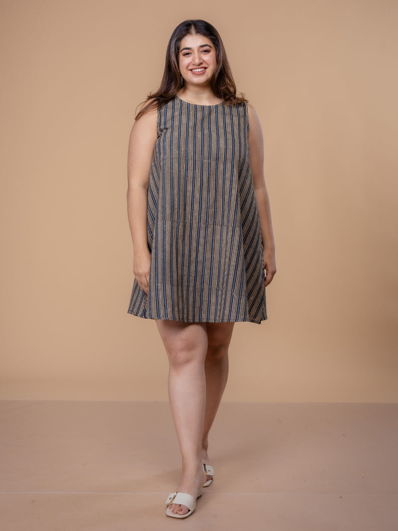 Inam Multi Ajrakh Cotton A Line Dress