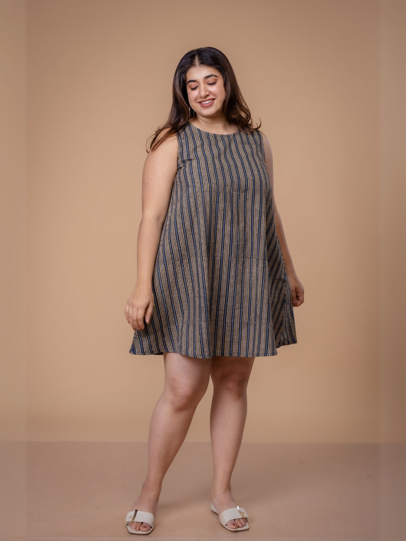 Inam Multi Ajrakh Cotton A Line Dress