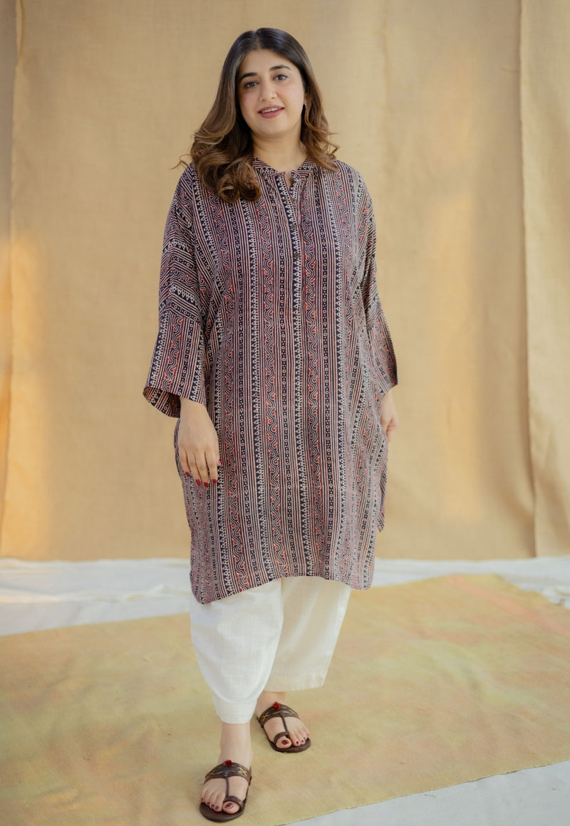 Rima Madder Ajrakh Modal Silk Loose Kurta