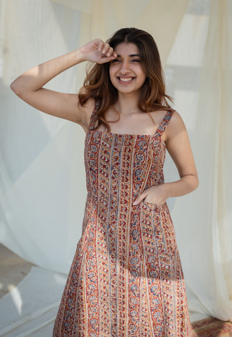 Tapasya Kalamkari Strap Cotton Dress