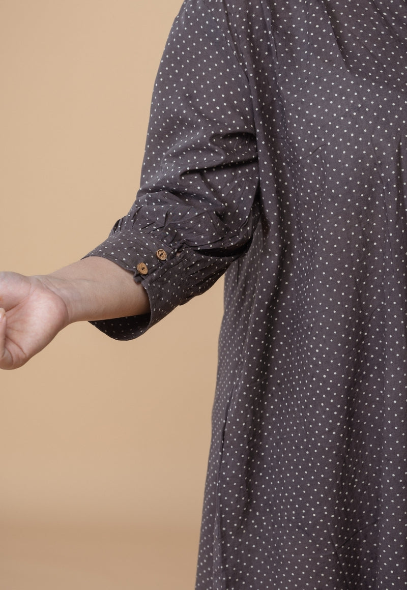 Ridah Brown Ajrakh Cotton A Line Dress