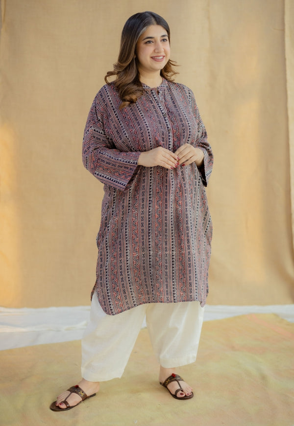 Rima Madder Ajrakh Modal Silk Loose Kurta