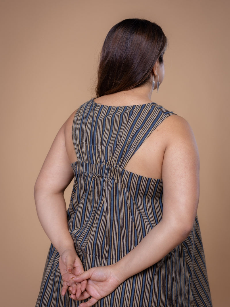 Inam Multi Ajrakh Cotton A Line Dress