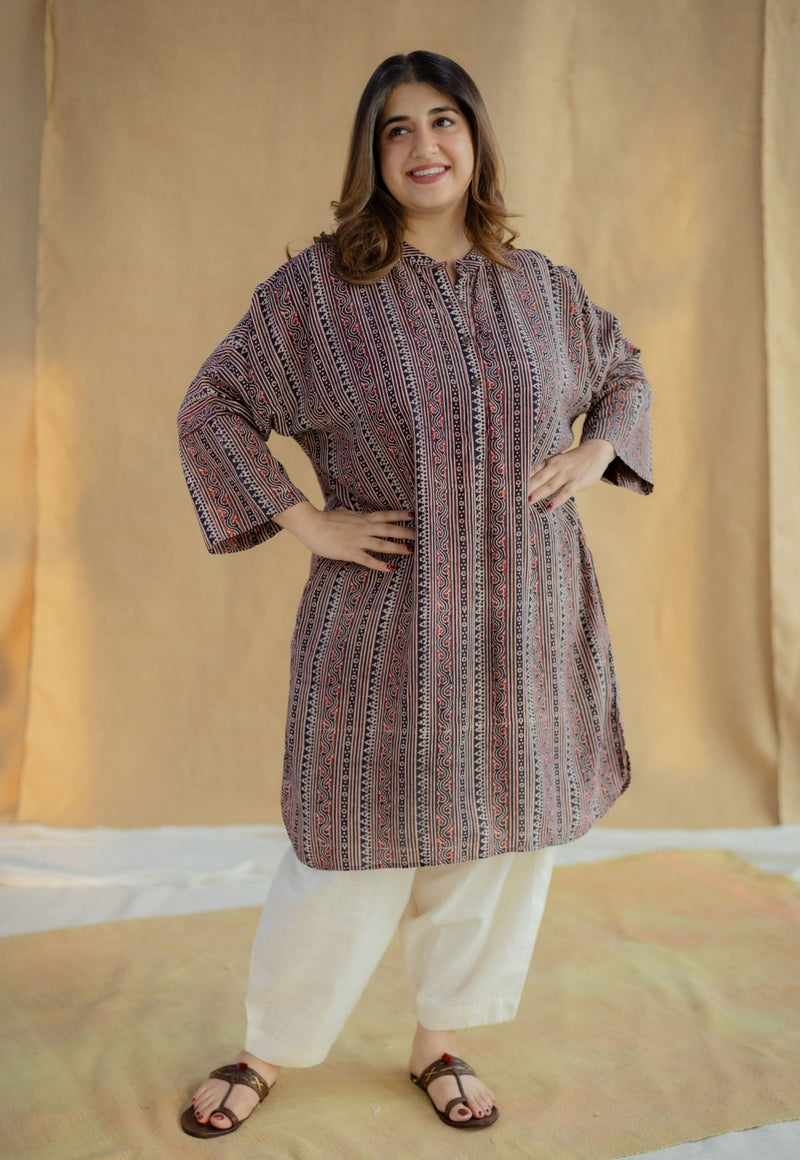 Rima Madder Ajrakh Modal Silk Loose Kurta