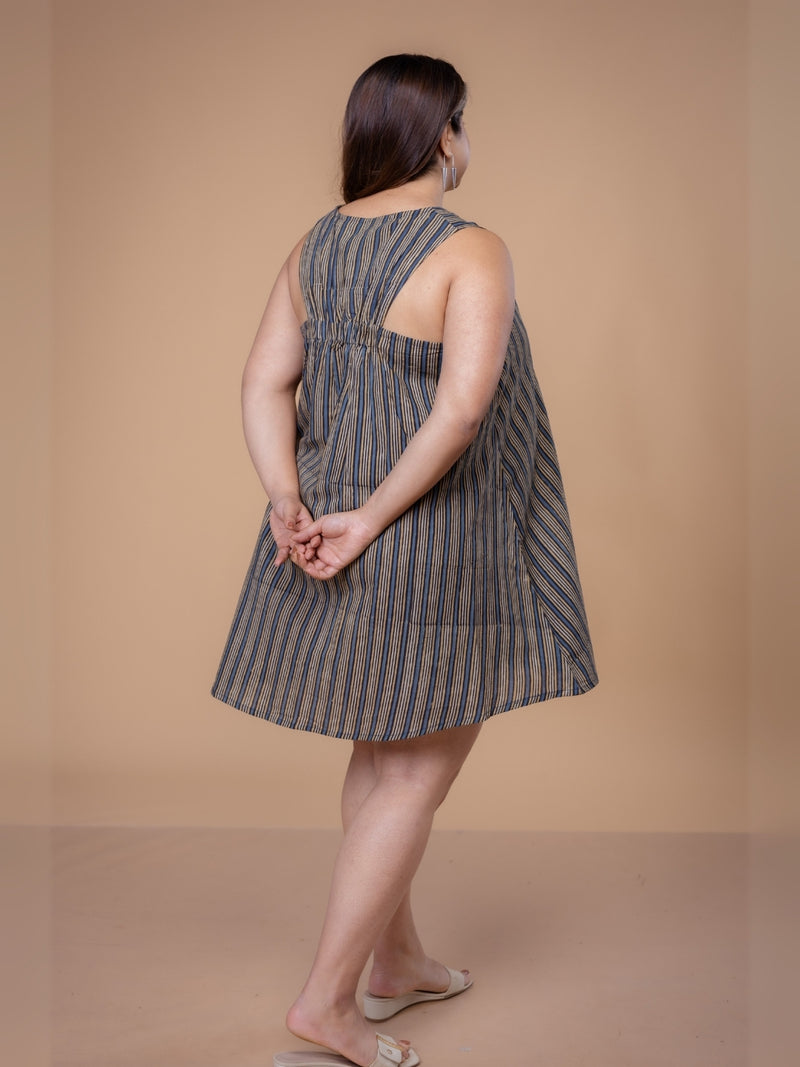 Inam Multi Ajrakh Cotton A Line Dress