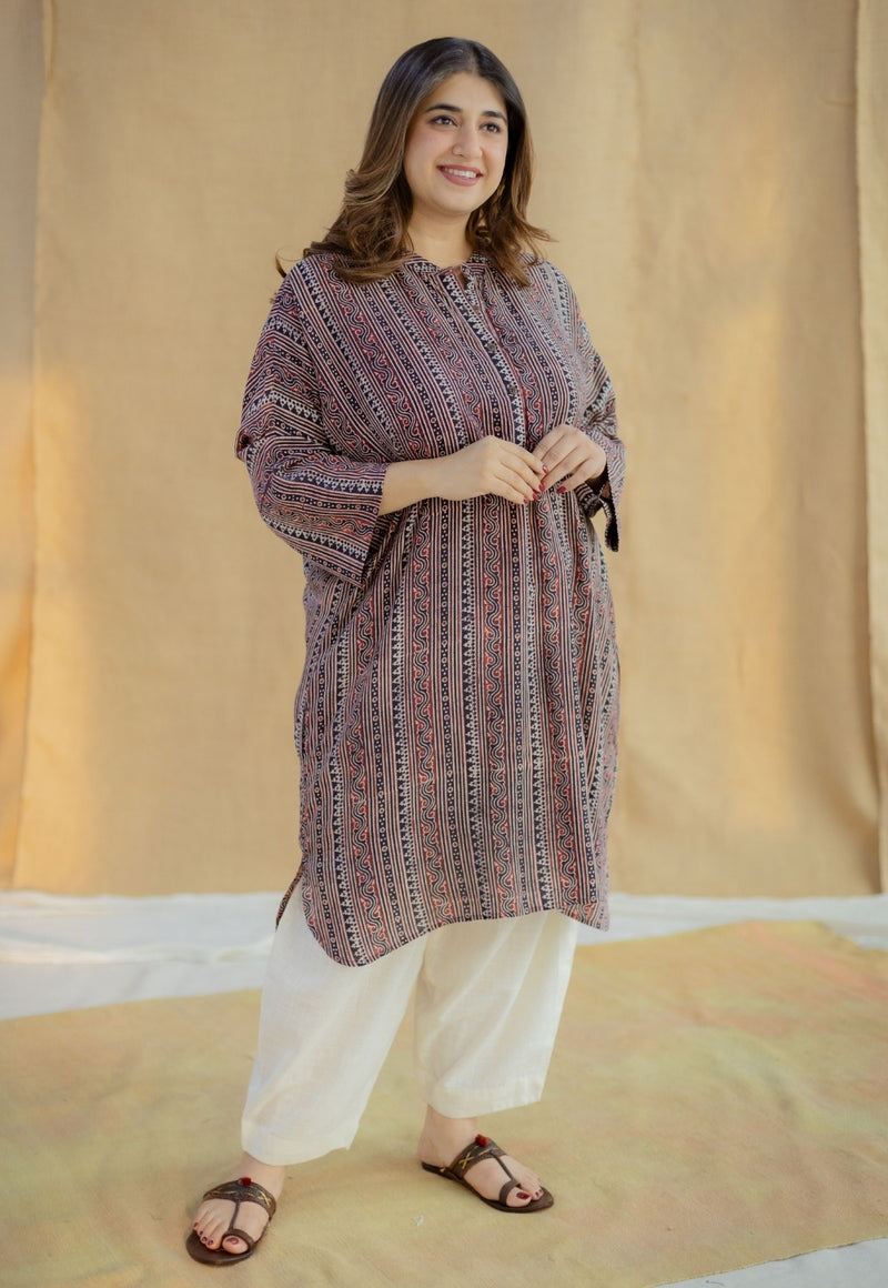 Rima Madder Ajrakh Modal Silk Loose Kurta