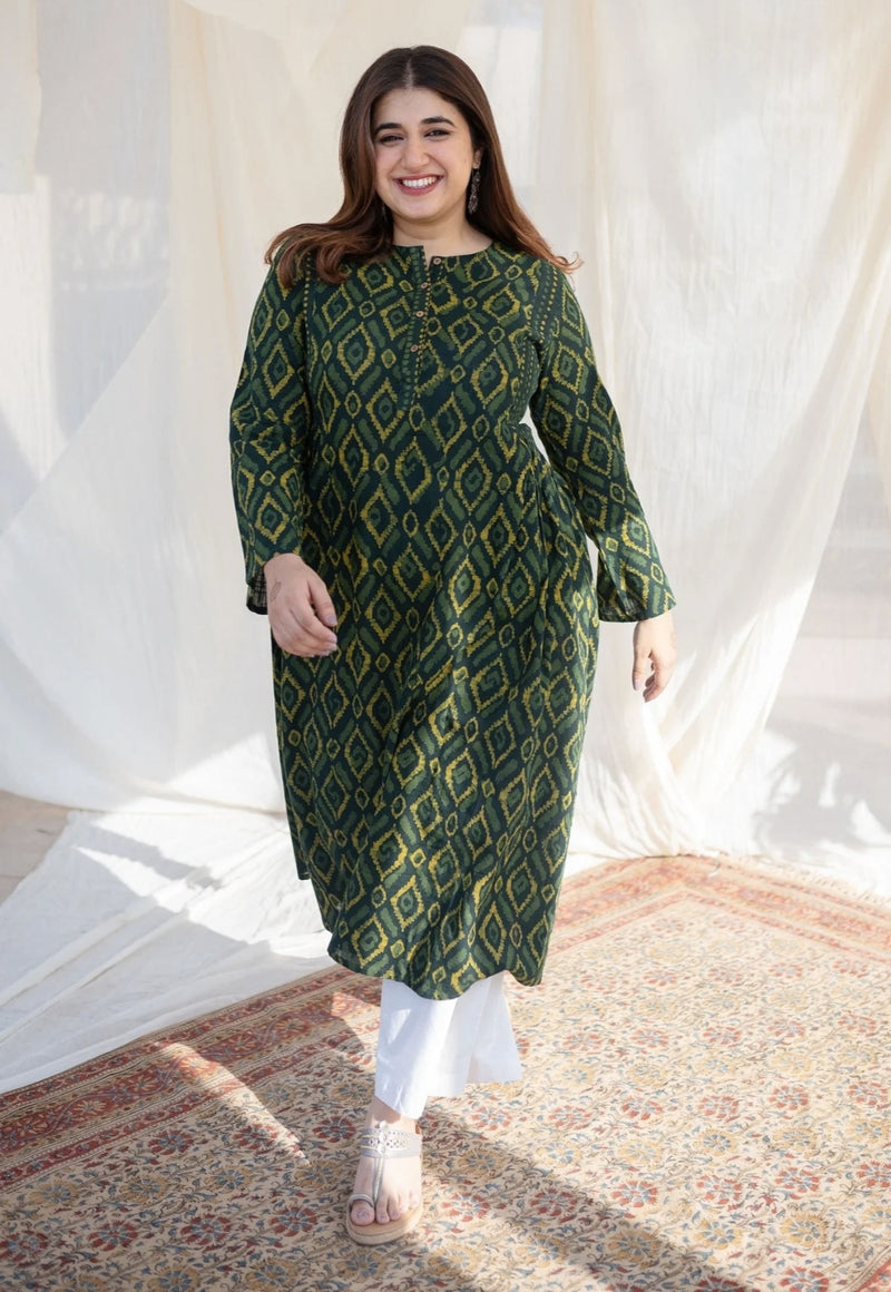 Trishala Slub Cotton Dabu Kurta