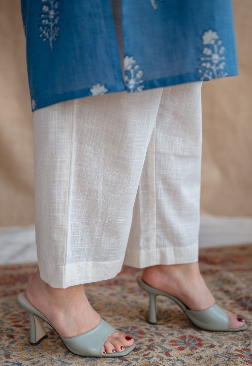 【新品】S'YTE SLUB WASHER COTTON WRAP PANTS W's Slub yarn chino Darted wide pants (long)