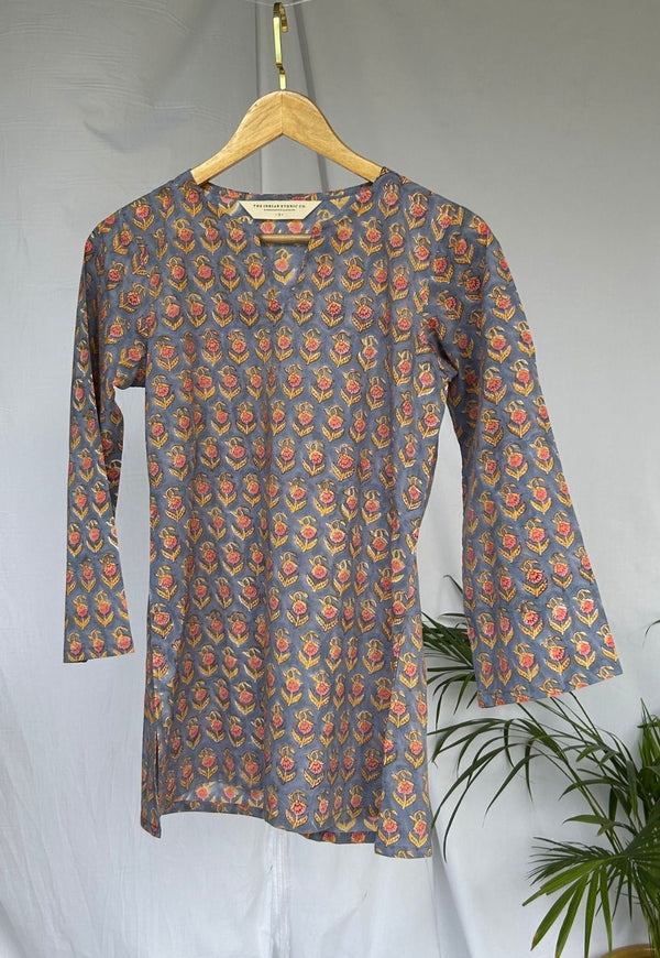 Tapsi Blue Sanganeri Cotton Straight Short Top