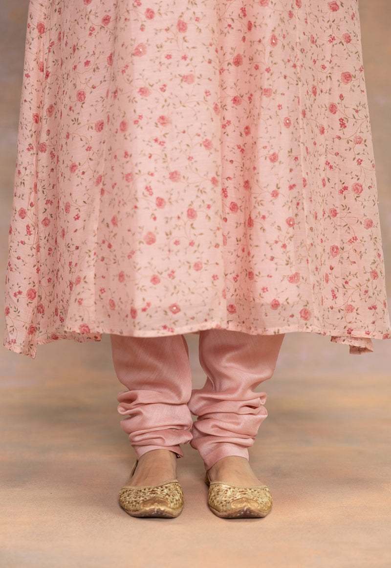 Miral Pink Solid Cotton Satin Churidar