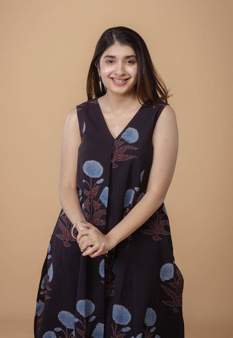 Raahi Black Ajrakh Cotton Kali Co-Ord Set