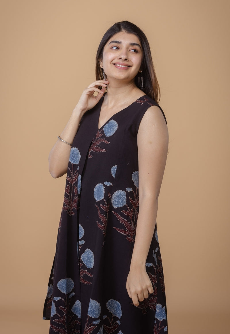 Raahi Black Ajrakh Cotton Kali Co-Ord Set