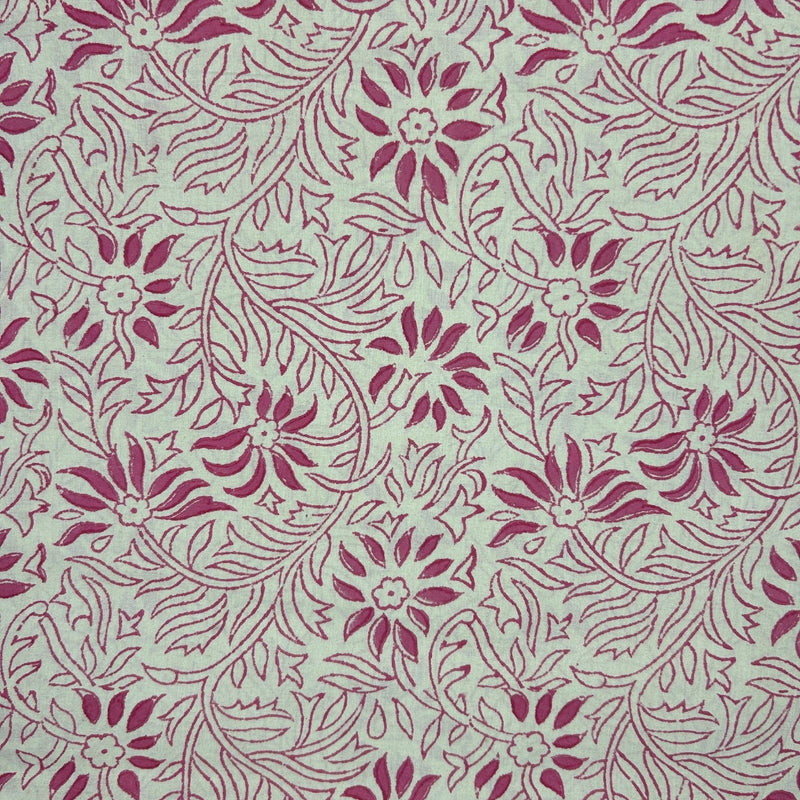 Pink  Fakira Hand Block Printed Cotton Fabric