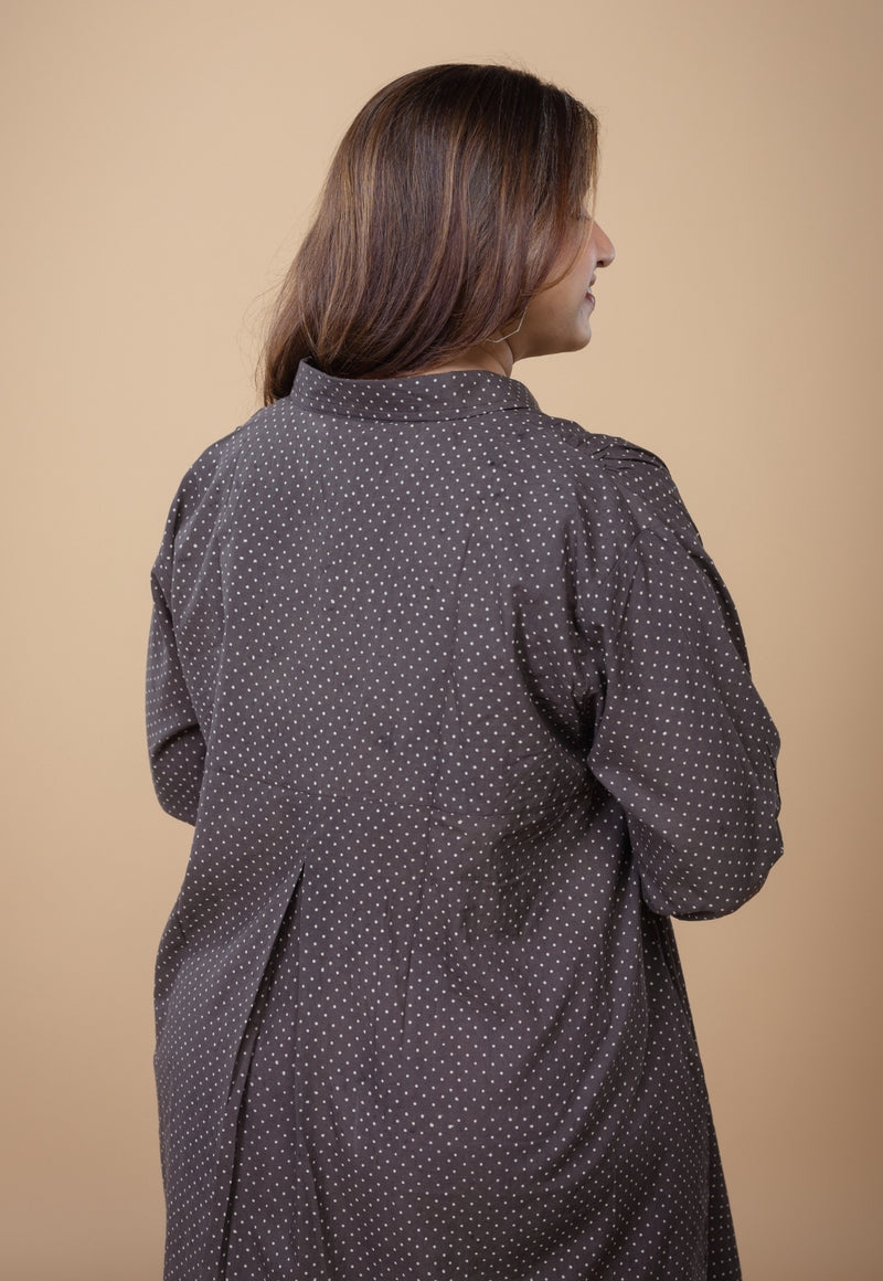 Ridah Brown Ajrakh Cotton A Line Dress