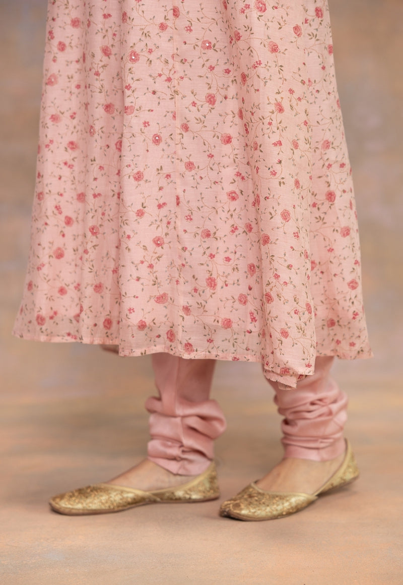 Miral Pink Solid Cotton Satin Churidar