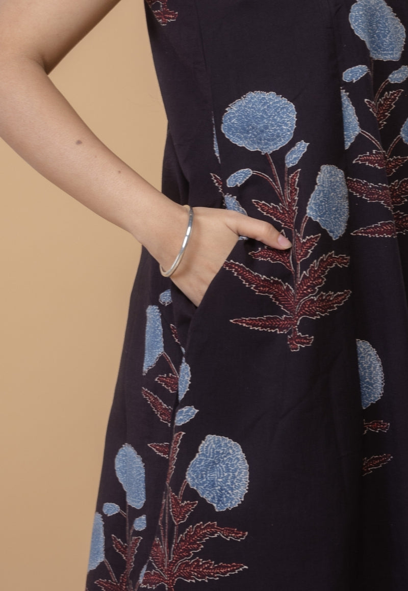 Raahi Black Ajrakh Cotton Kali Co-Ord Set