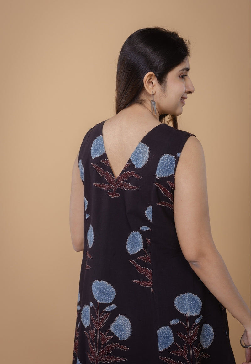 Raahi Black Ajrakh Cotton Kali Co-Ord Set