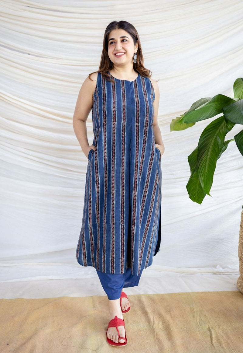 Salma Indigo Ajrakh Cotton Straight Kurta