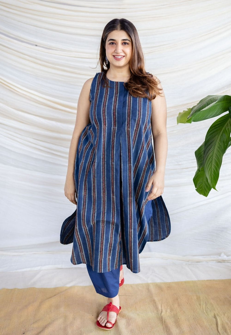 Salma Indigo Ajrakh Cotton Straight Kurta