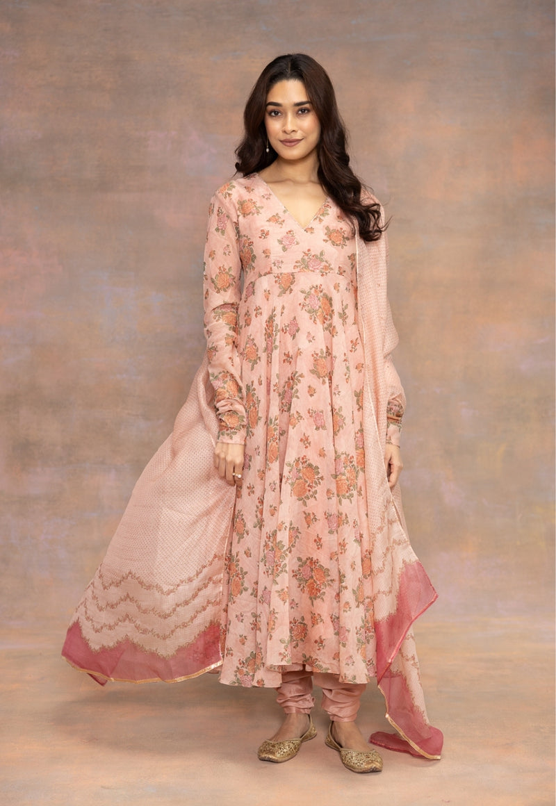 Rozhira Pink Sanganeri Kota Doria Silk Dupatta with Mukaish Detailing