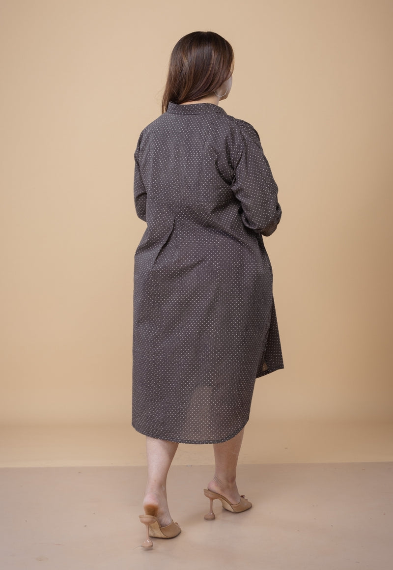 Ridah Brown Ajrakh Cotton A Line Dress