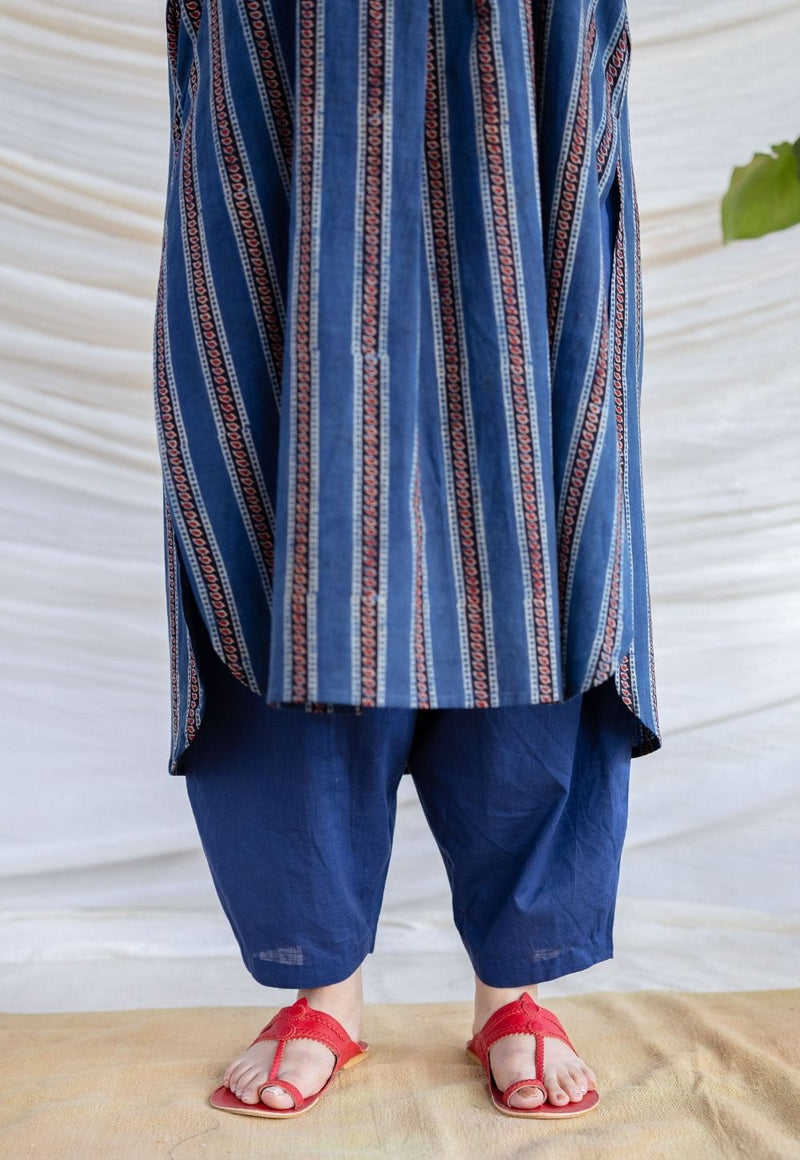 Salma Indigo Ajrakh Cotton Straight Kurta