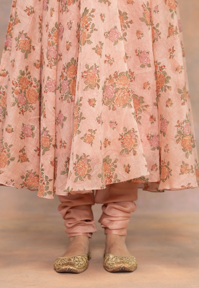 Miral Melon Pink Solid Cotton Satin Churidar