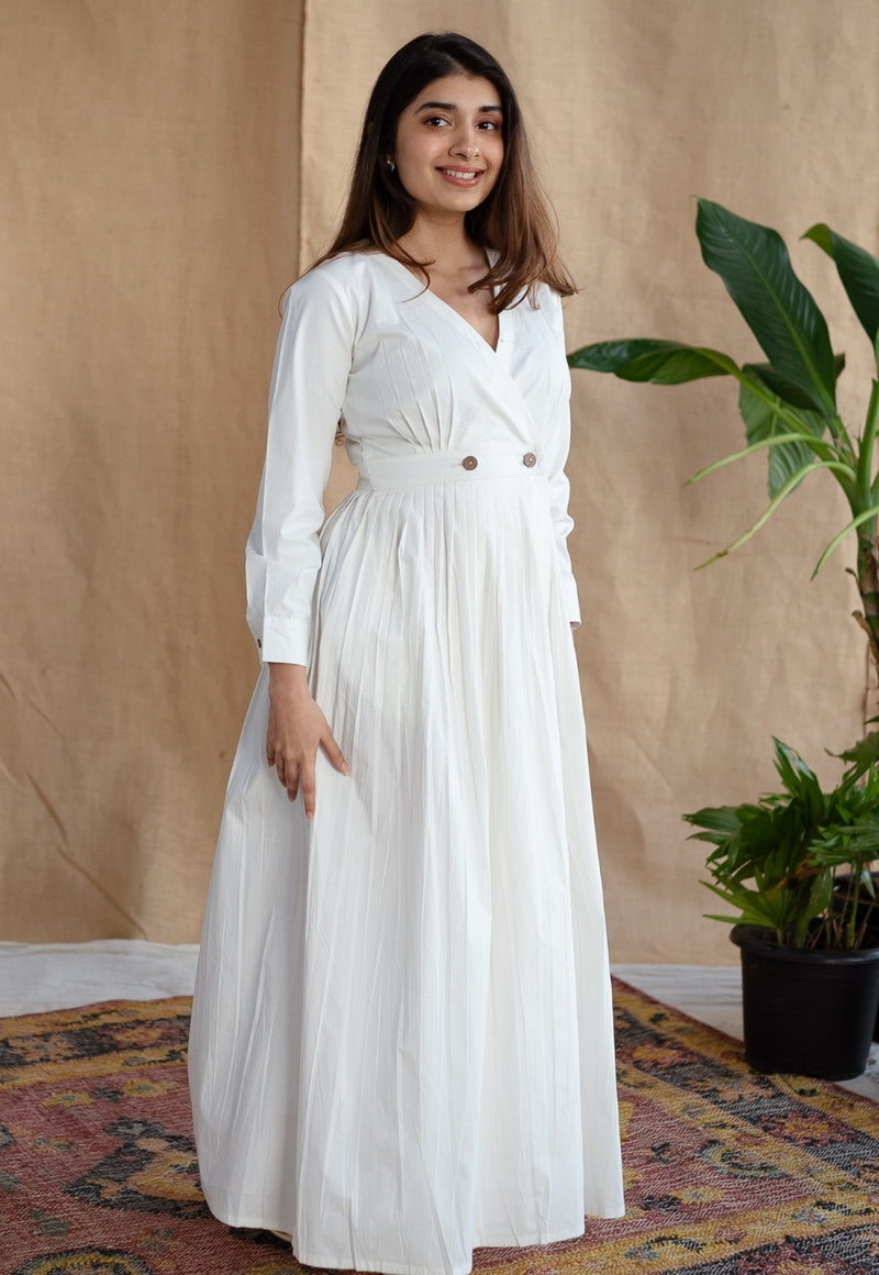 TIECO DyeVerse - White Poplin Cotton Embroidered Dress