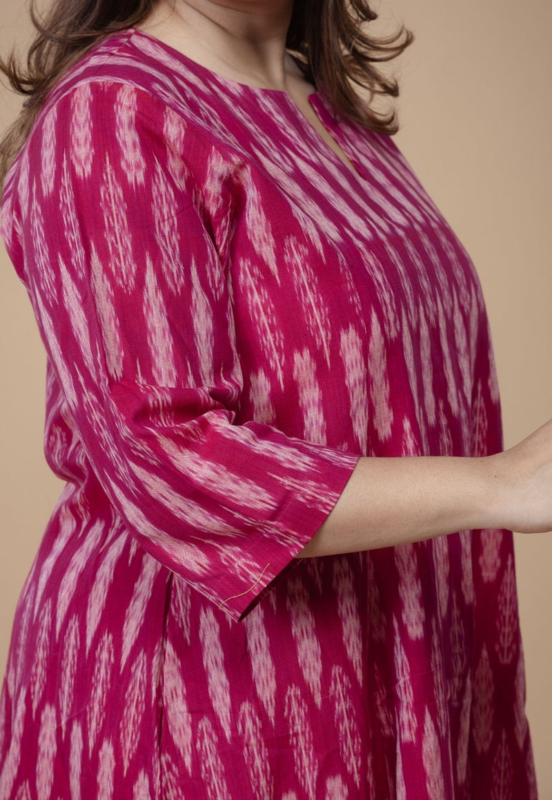 Malika Pink Ikkat Cotton Kali Co-Ord Set