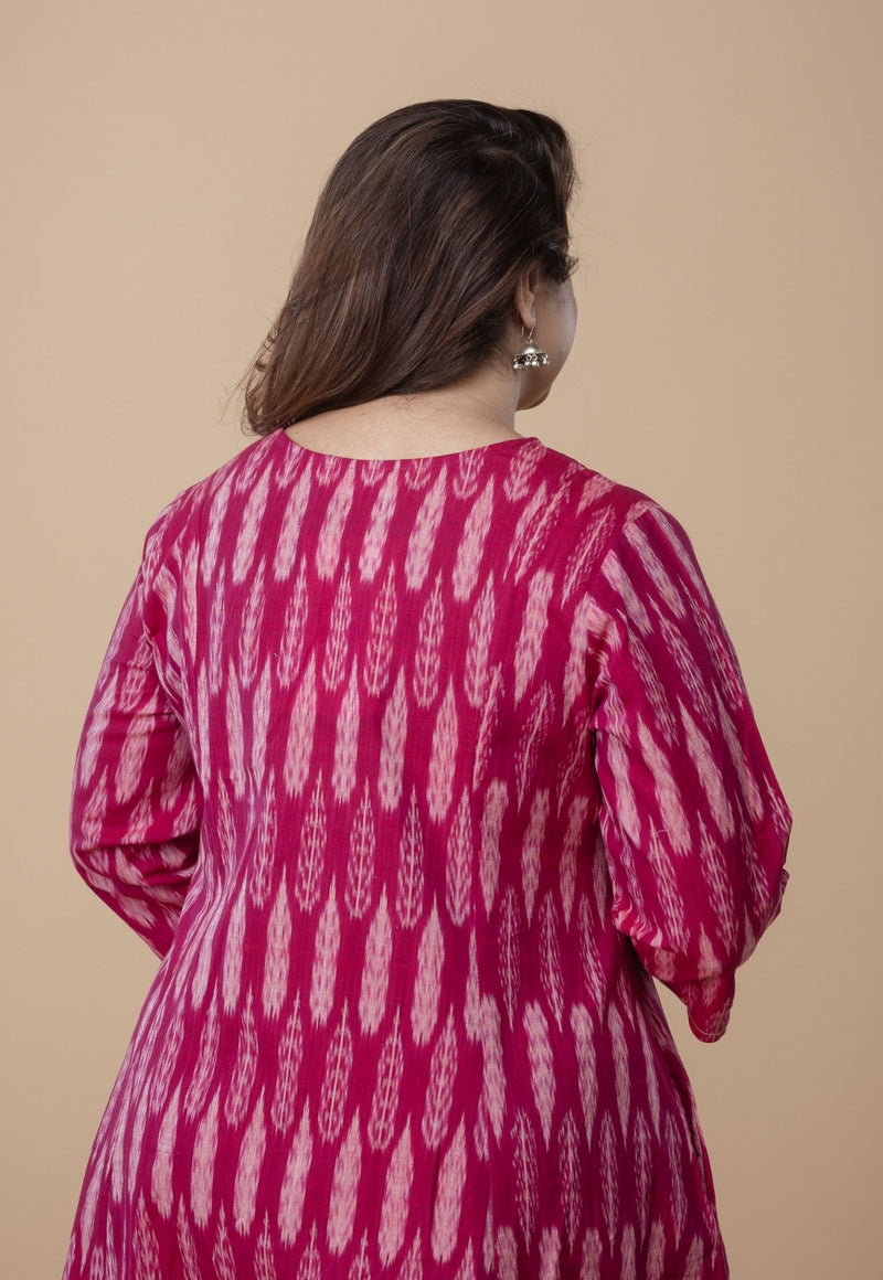 Malika Pink Ikkat Cotton Kali Co-Ord Set