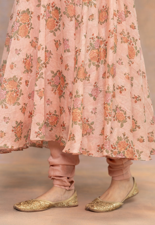 Miral Melon Pink Solid Cotton Satin Churidar