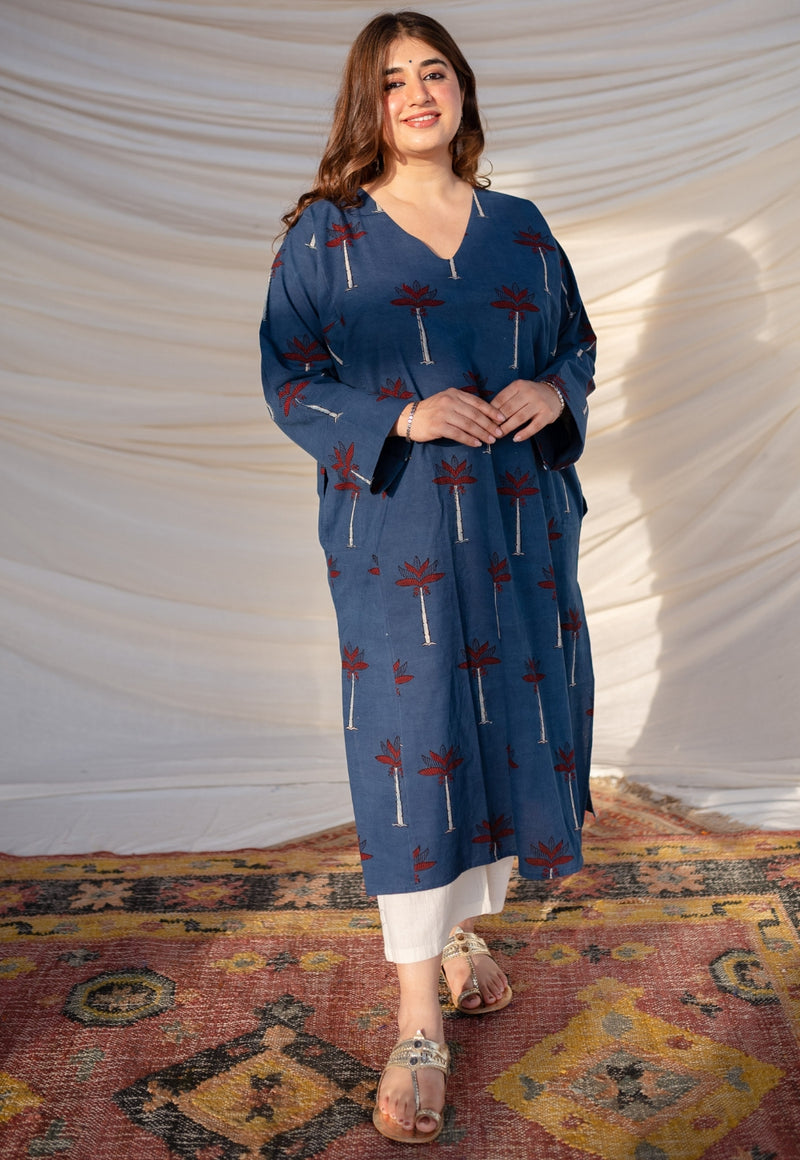 Shabina Ajrakh Cotton Jhabba Kali Kurta