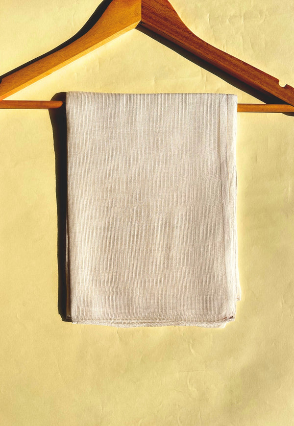 Off White Solid Kota Doria Plain Cotton Dupatta