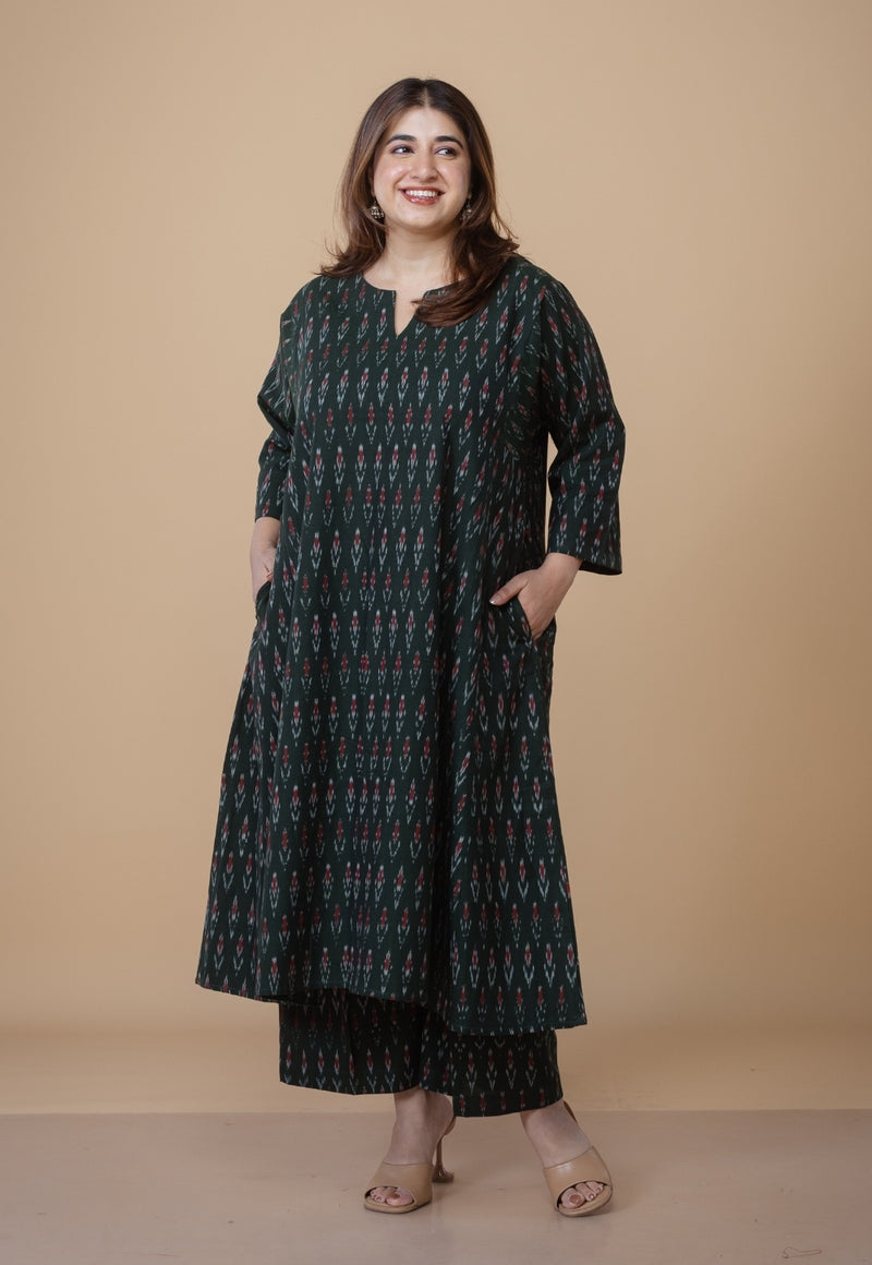 Nyra Green Ikkat Cotton Co-Ord Set