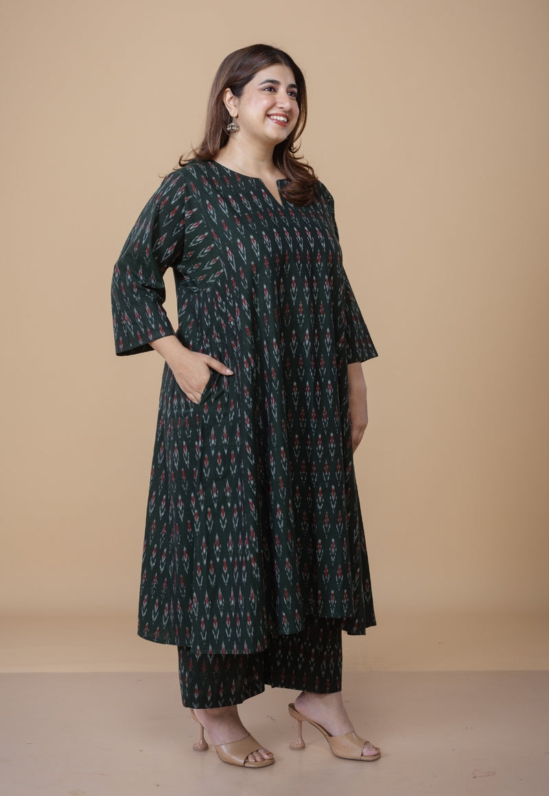 Nyra Green Ikkat Cotton Co-Ord Set