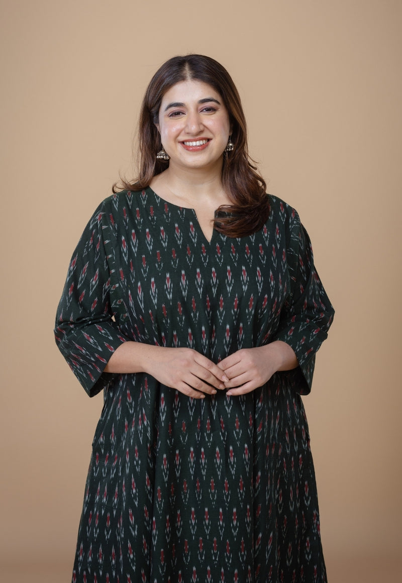 Nyra Green Ikkat Cotton Co-Ord Set