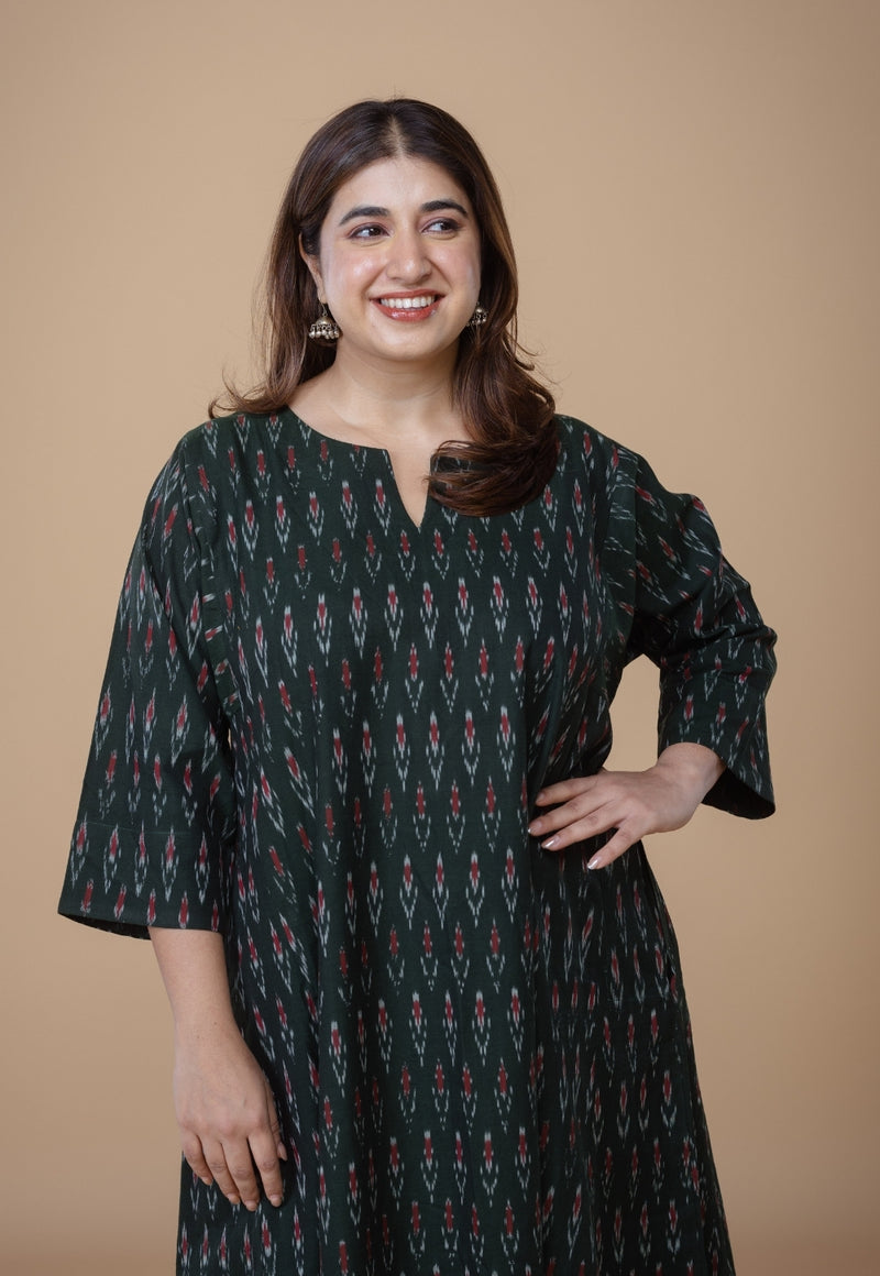 Nyra Green Ikkat Cotton Co-Ord Set