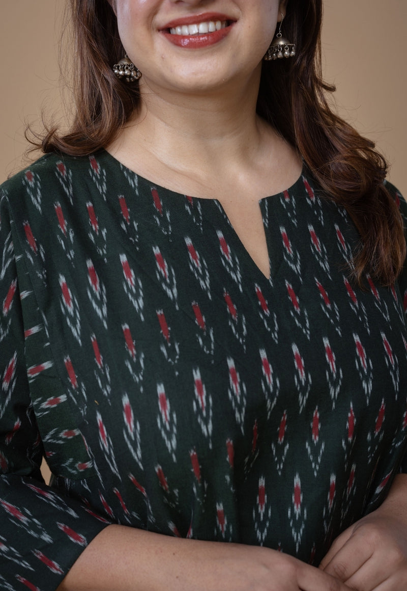 Nyra Green Ikkat Cotton Co-Ord Set