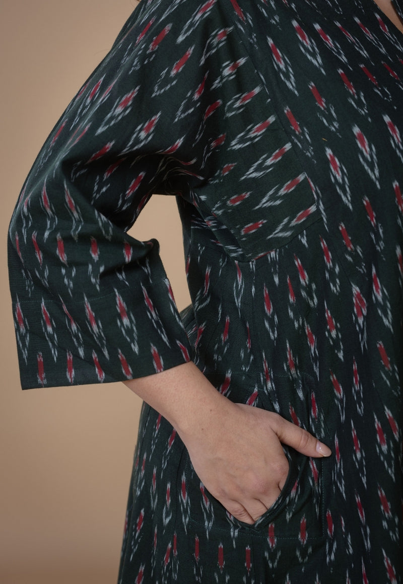 Nyra Green Ikkat Cotton Co-Ord Set