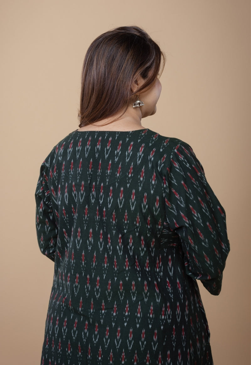 Nyra Green Ikkat Cotton Co-Ord Set