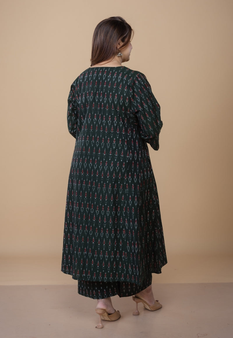 Nyra Green Ikkat Cotton Co-Ord Set