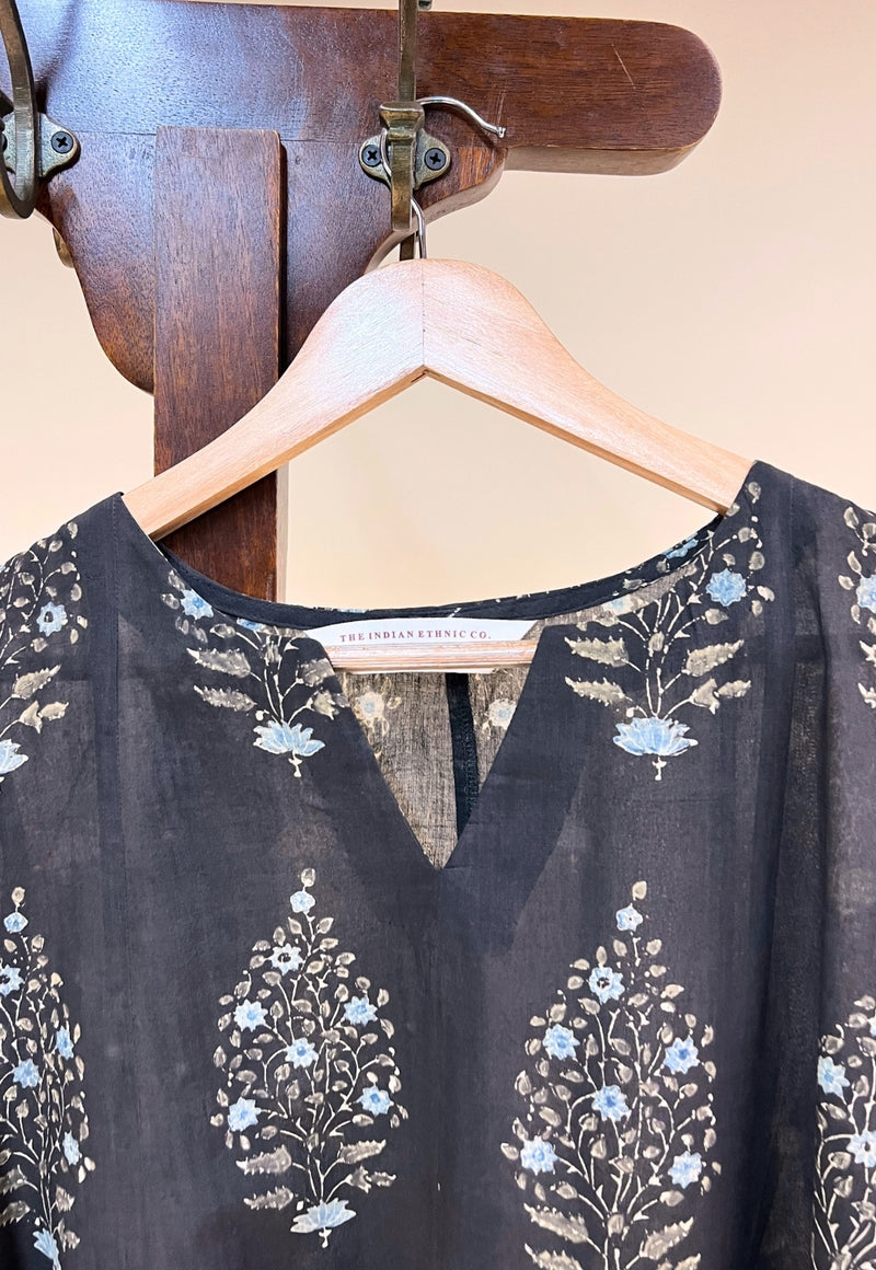 Prisha Black Ajrakh Cotton kali Kurta