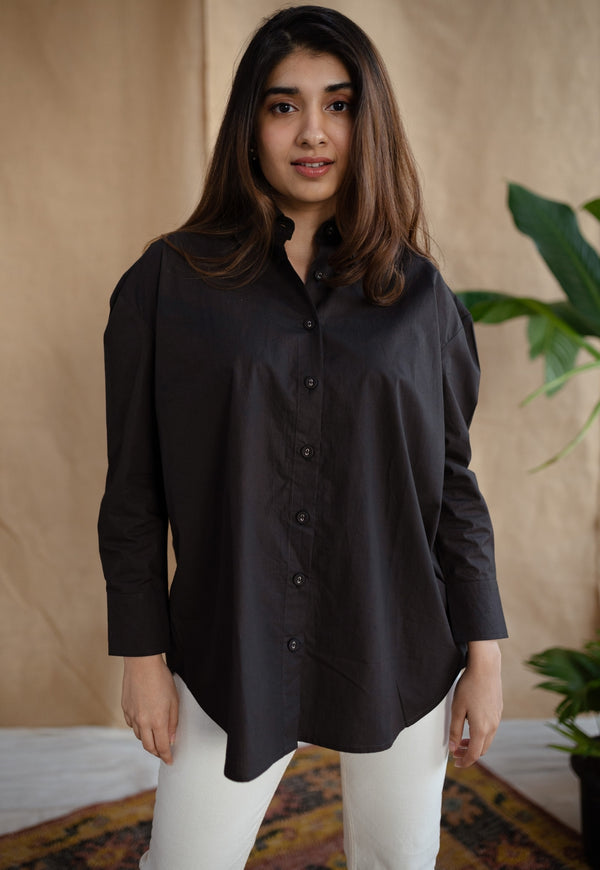 TIECO DyeVerse - Black Poplin Cotton Embroidered Shirt