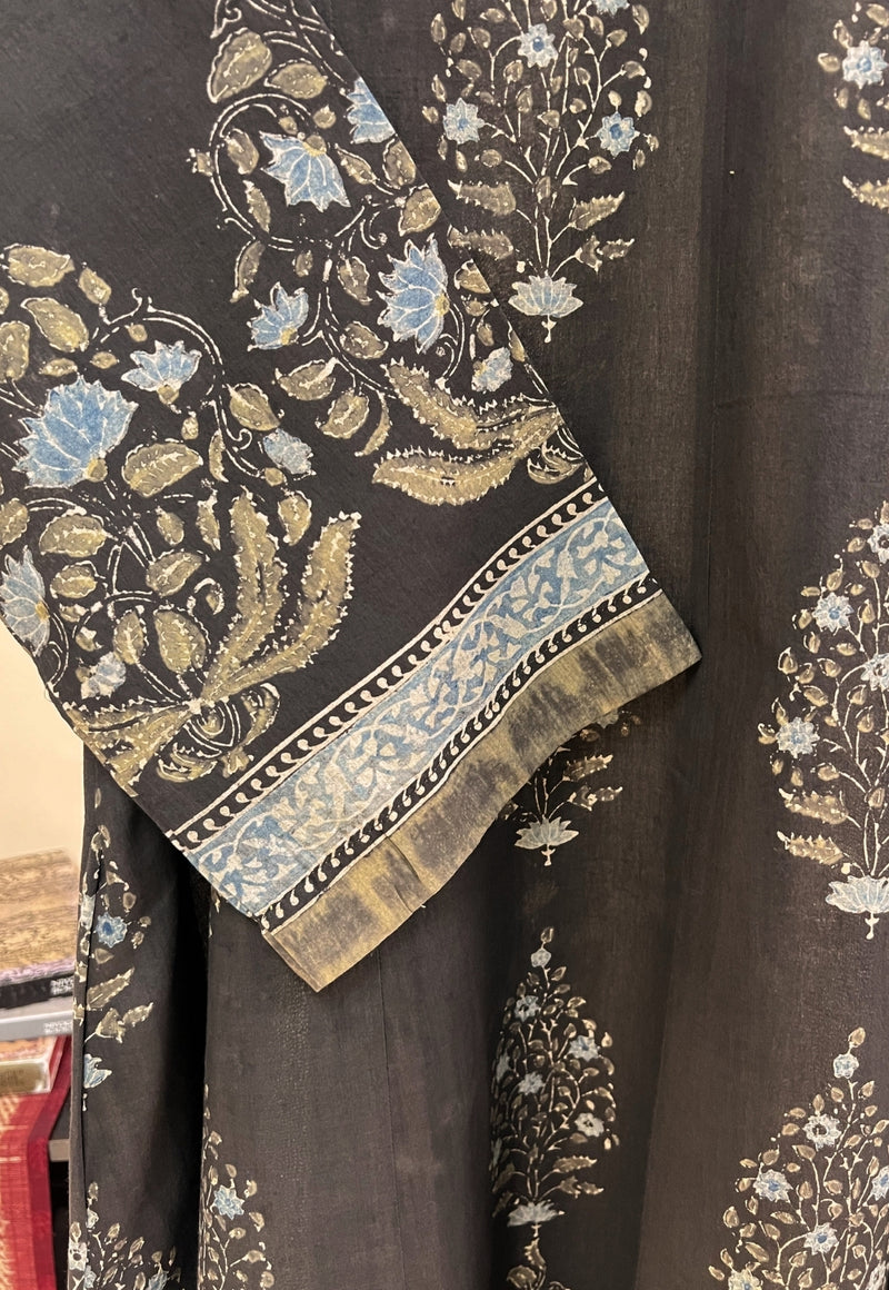 Prisha Black Ajrakh Cotton kali Kurta