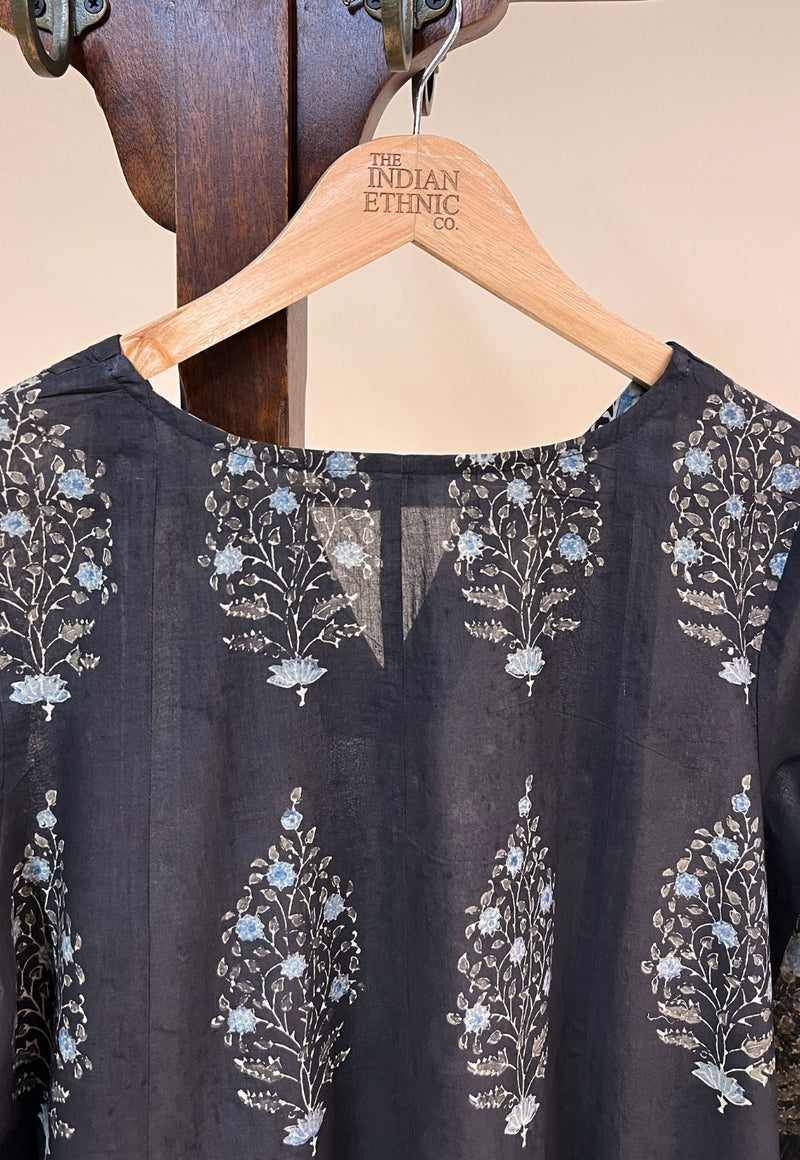Prisha Black Ajrakh Cotton kali Kurta