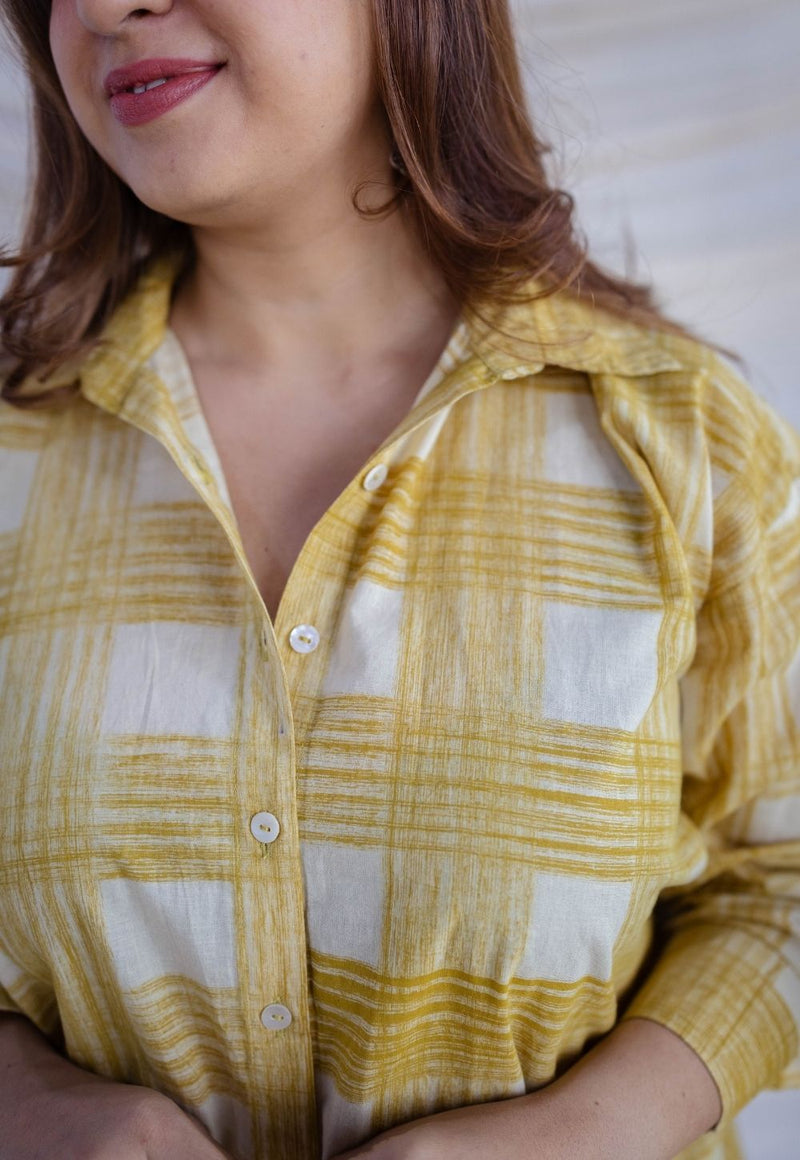 Rinaz Yellow Bagru Cotton Loose Shirt