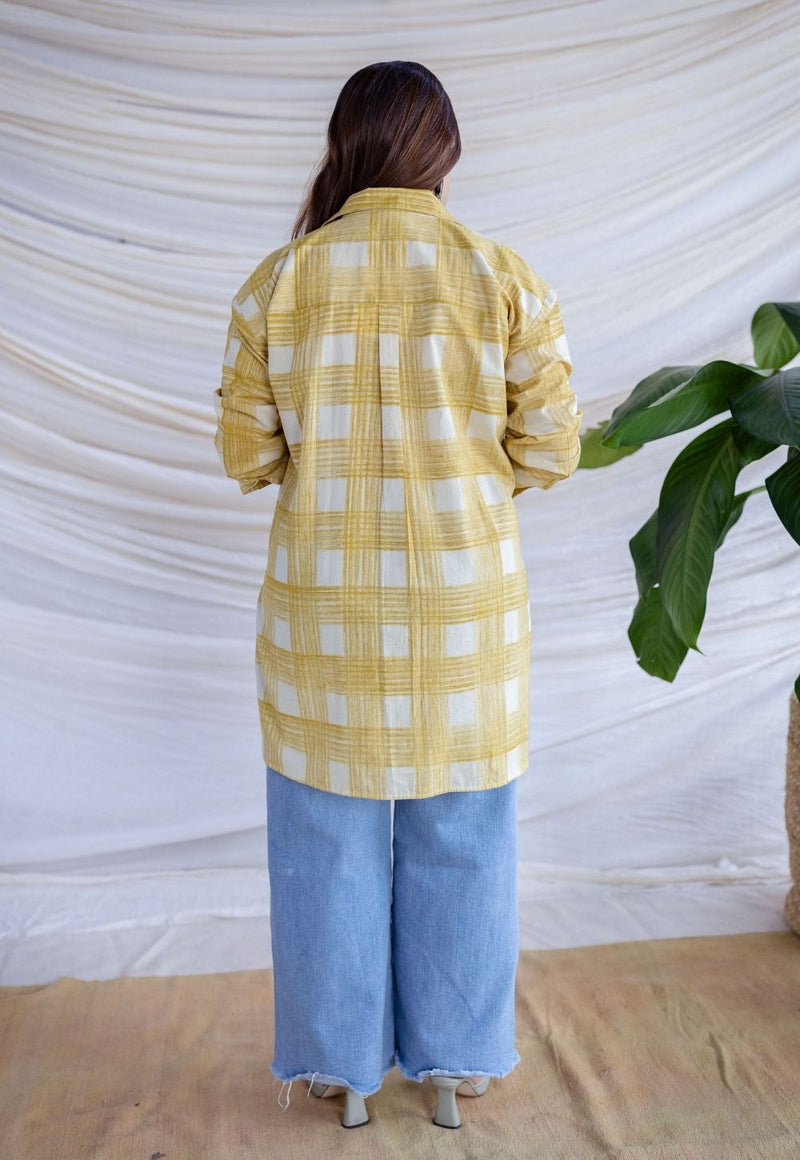 Rinaz Yellow Bagru Cotton Loose Shirt