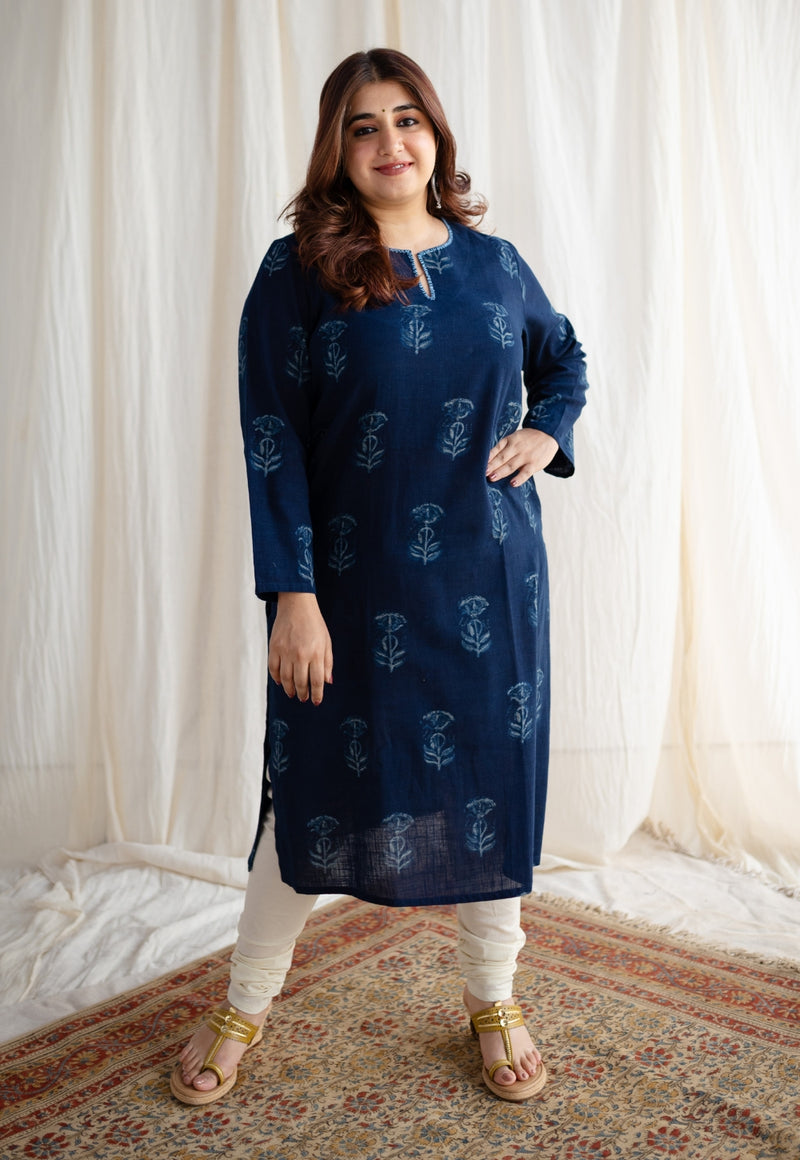 Urva Dabu Slub Cotton Kurta