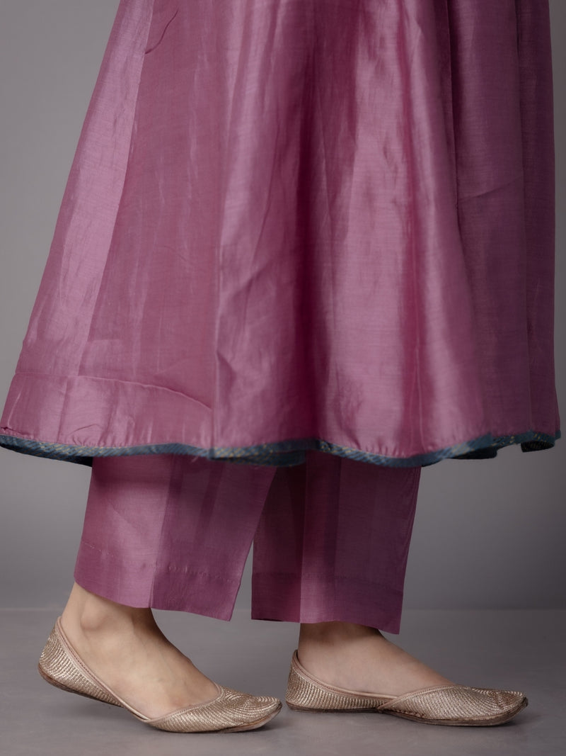 Yashi Purple Solid Chanderi Silk Straight Pant