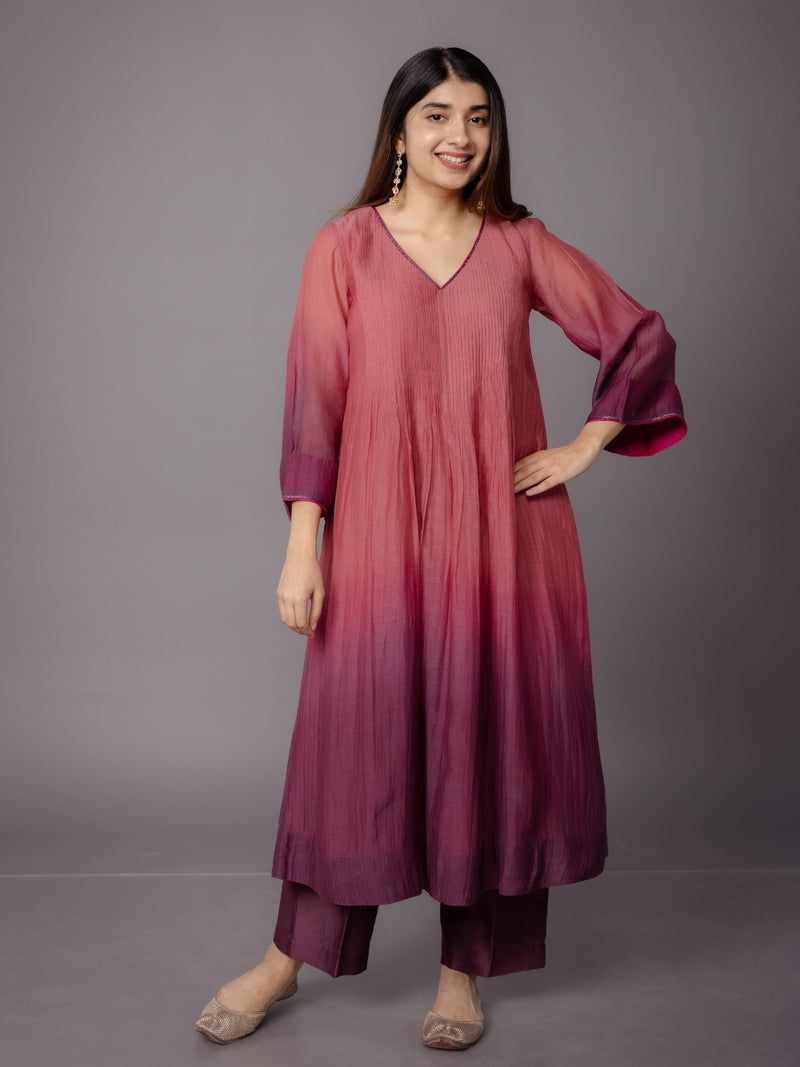 Yashi Purple Solid Chanderi Silk Straight Pant